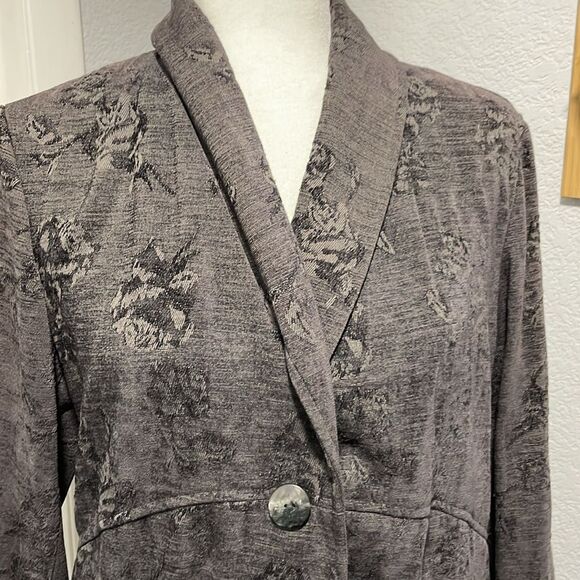 J. Jill Gray Velvety Tapestry Floral Pattern 3 Button Blazer Size Small - Picture 2 of 9